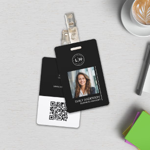 Modern Minimalist Photo Black Name  Badge