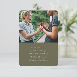 Modern Minimalist Photo Chic Olive Moss Wedding Save The Date