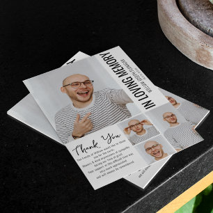 Modern Minimalist Photo Collage Memorial Thank You Card