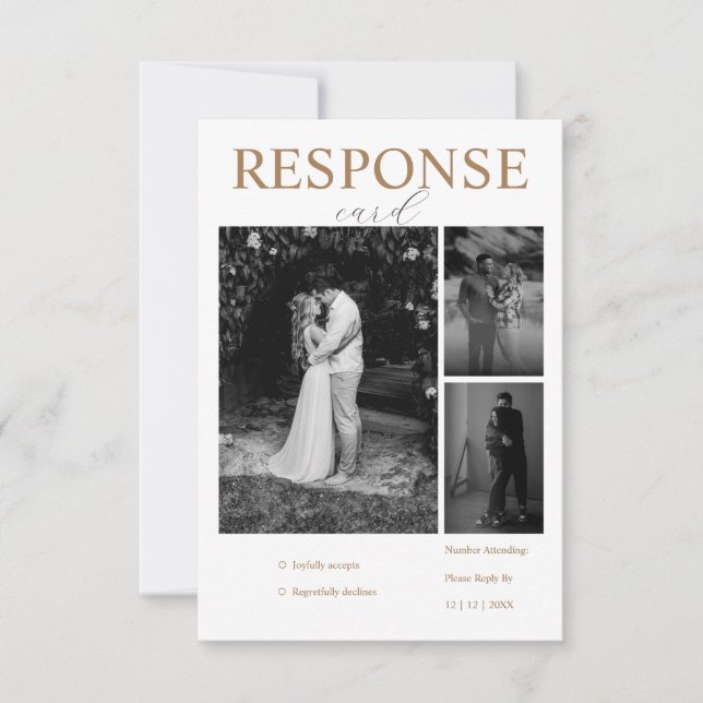 Modern Minimalist Photo Collage Response Card (Front)