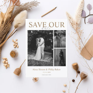 Modern Minimalist Photo Collage Save the Date Card