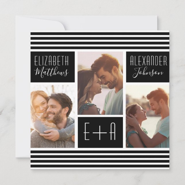 Modern Minimalist Photo Collage Wedding Invitation (Front)