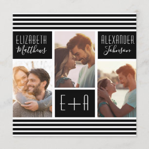 Modern Minimalist Photo Collage Wedding Invitation