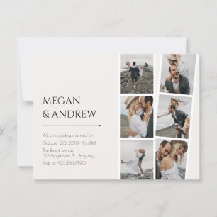 Modern minimalist photo collage wedding  postcard
