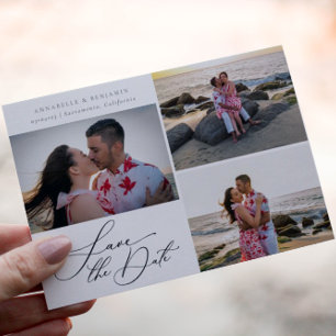 Modern Minimalist Photo Collage Wedding Save The Date