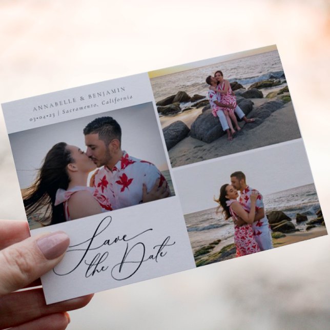 Modern Minimalist Photo Collage Wedding Save The Date (Creator Uploaded)