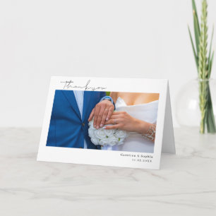 Modern Minimalist   Photo Collage Wedding  Thank You Card