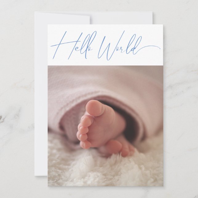 Modern Minimalist Photo Customize Colour Baby  Announcement (Front)