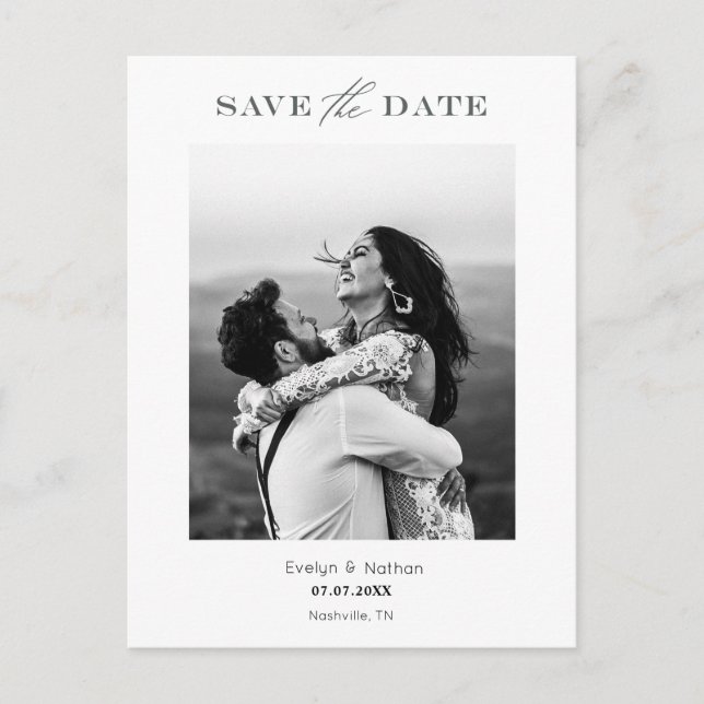 Modern Minimalist Photo Design Save The Date Postcard (Front)