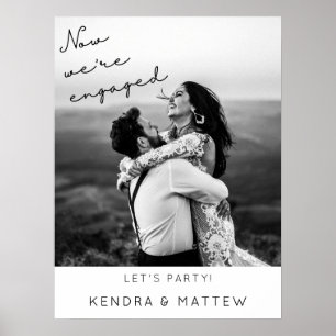 Modern Minimalist Photo Engagement Party Welcome Poster