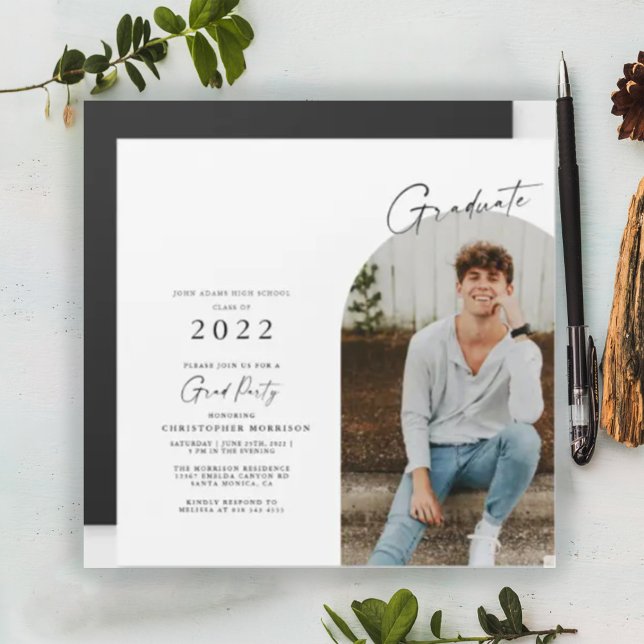 Modern Minimalist Photo Grad Invitation Magnet (Creator Uploaded)