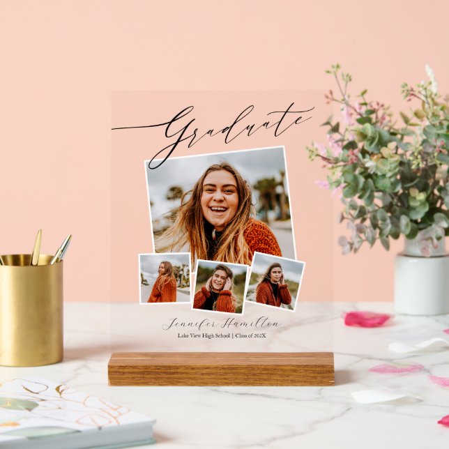 Modern Minimalist Photo Graduation  Acrylic Sign (Wedding)