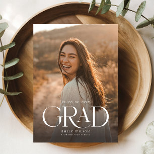 Modern Minimalist Photo Graduation Announcement Postcard