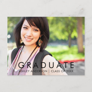 Modern Minimalist Photo Graduation Announcement Postcard