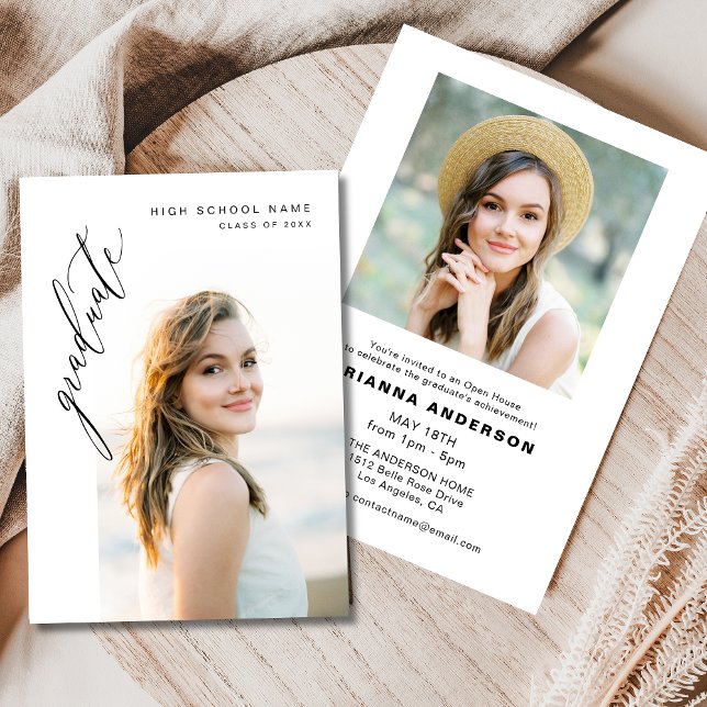 Modern Minimalist Photo Graduation Party Invitation (Creator Uploaded)