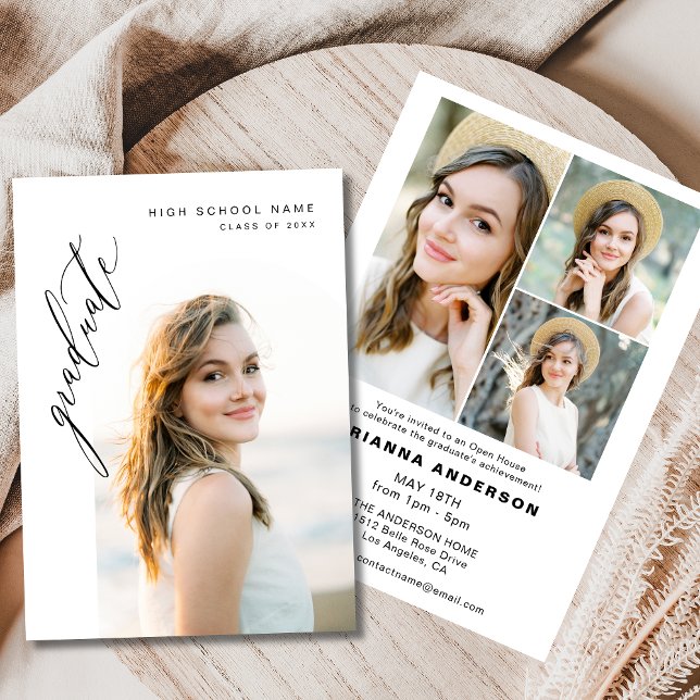 Modern Minimalist Photo Graduation Party Invitation (Creator Uploaded)