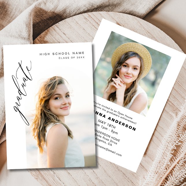 Modern Minimalist Photo Graduation Party Invitation (Creator Uploaded)