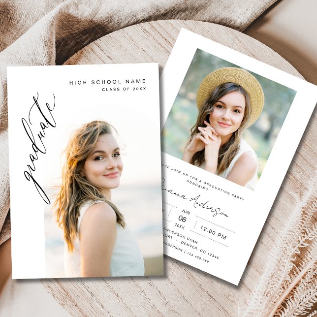 Modern Minimalist Photo Graduation Party Invitation (Creator Uploaded)