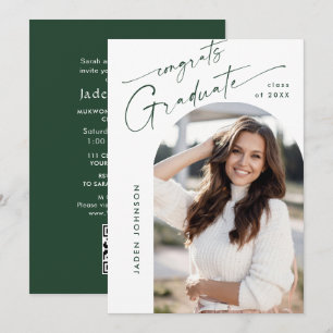 Modern Minimalist PHOTO Graduation Party QR code Invitation