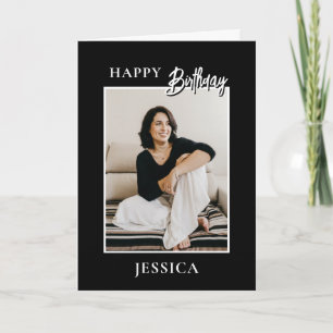 Modern Minimalist Photo Happy Birthday Card
