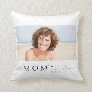 Modern Minimalist Photo Happy Mother's Day Throw Pillow