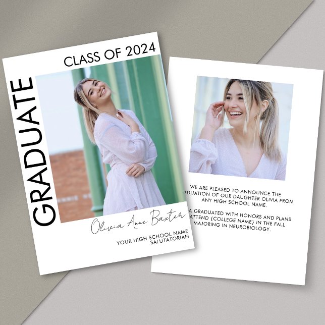 Modern Minimalist Photo High School Graduation Announcement (Creator Uploaded)