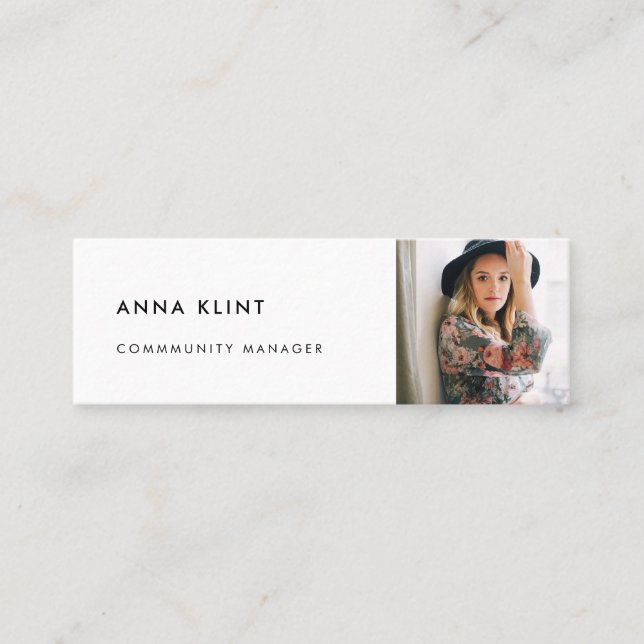 Modern minimalist photo mini business card (Front)