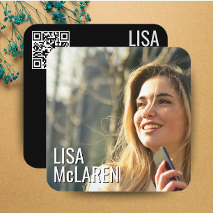 Modern Minimalist Photo QR Code Business Card