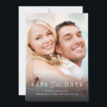 Modern Minimalist Photo QR Code Details Wedding Save The Date<br><div class="desc">This simple and elegant black and white wedding save the date card features your personal photo on the front,  with a mix of modern handwritten script and serif text. There is room for additional information on the back,  including your wedding website and the QR code.</div>