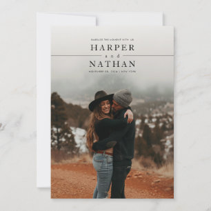 Modern Minimalist Photo QR Code Wedding Invitation