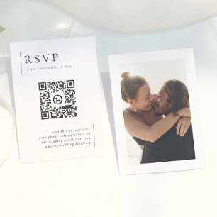 Modern Minimalist Photo QR Code Wedding RSVP Enclosure Card