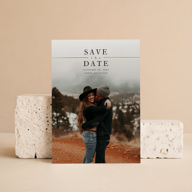 Modern Minimalist Photo QR Code Wedding Save The Date (Creator Uploaded)