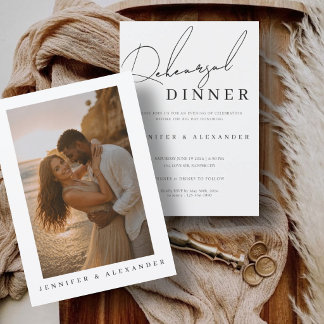 Modern Minimalist Photo Rehearsal Dinner Night  Invitation