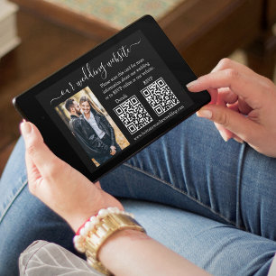 Modern Minimalist Photo RSVP Details 2 QR Wedding Card