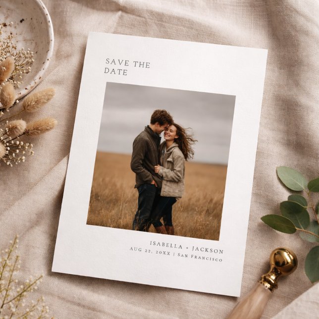 Modern Minimalist Photo Save the Date Card (Creator Uploaded)