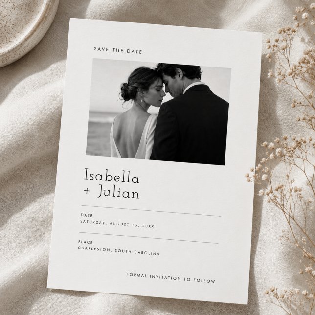 Modern Minimalist Photo Save the Date Invitation (Creator Uploaded)