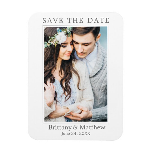 Modern Minimalist Photo Save the Date Magnet (Vertical)