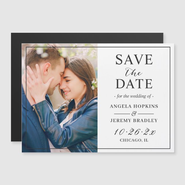 Modern Minimalist Photo Save the Date Magnet (Front/Back)