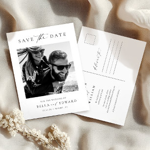 Modern Minimalist Photo Save The Date Postcard
