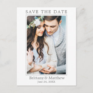Modern Minimalist Photo Save the Date Postcard