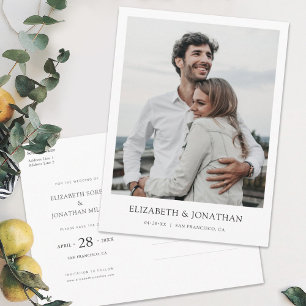 Modern Minimalist Photo Save the Date Wedding  Invitation Postcard