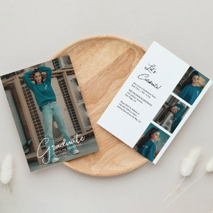 Modern Minimalist Photo & Script Graduation Party Invitation