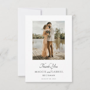 Modern Minimalist Photo Script Serif Wedding Thank You Card
