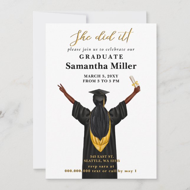 Modern Minimalist Photo She Did It Graduation Invitation (Front)