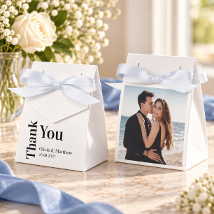 Modern Minimalist Photo Typography Wedding Favor Box