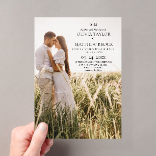 Modern Minimalist Photo Wedding Acrylic Invitations