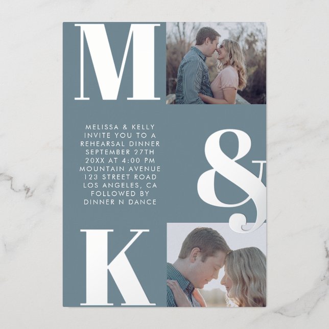 Modern Minimalist Photo Wedding Bold Monogram (Front)
