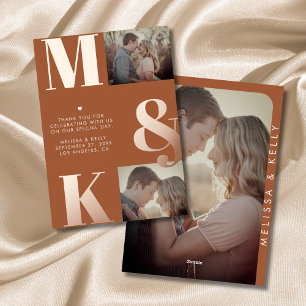 Modern Minimalist Photo Wedding Bold Monogram