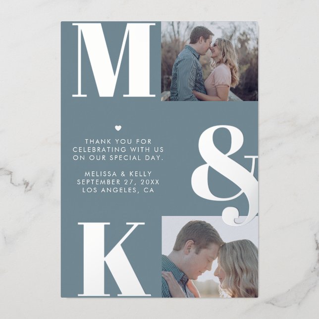 Modern Minimalist Photo Wedding Bold Monogram (Front)
