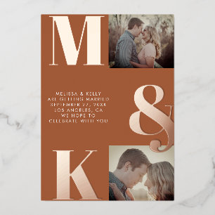 Modern Minimalist Photo Wedding Bold Monogram
